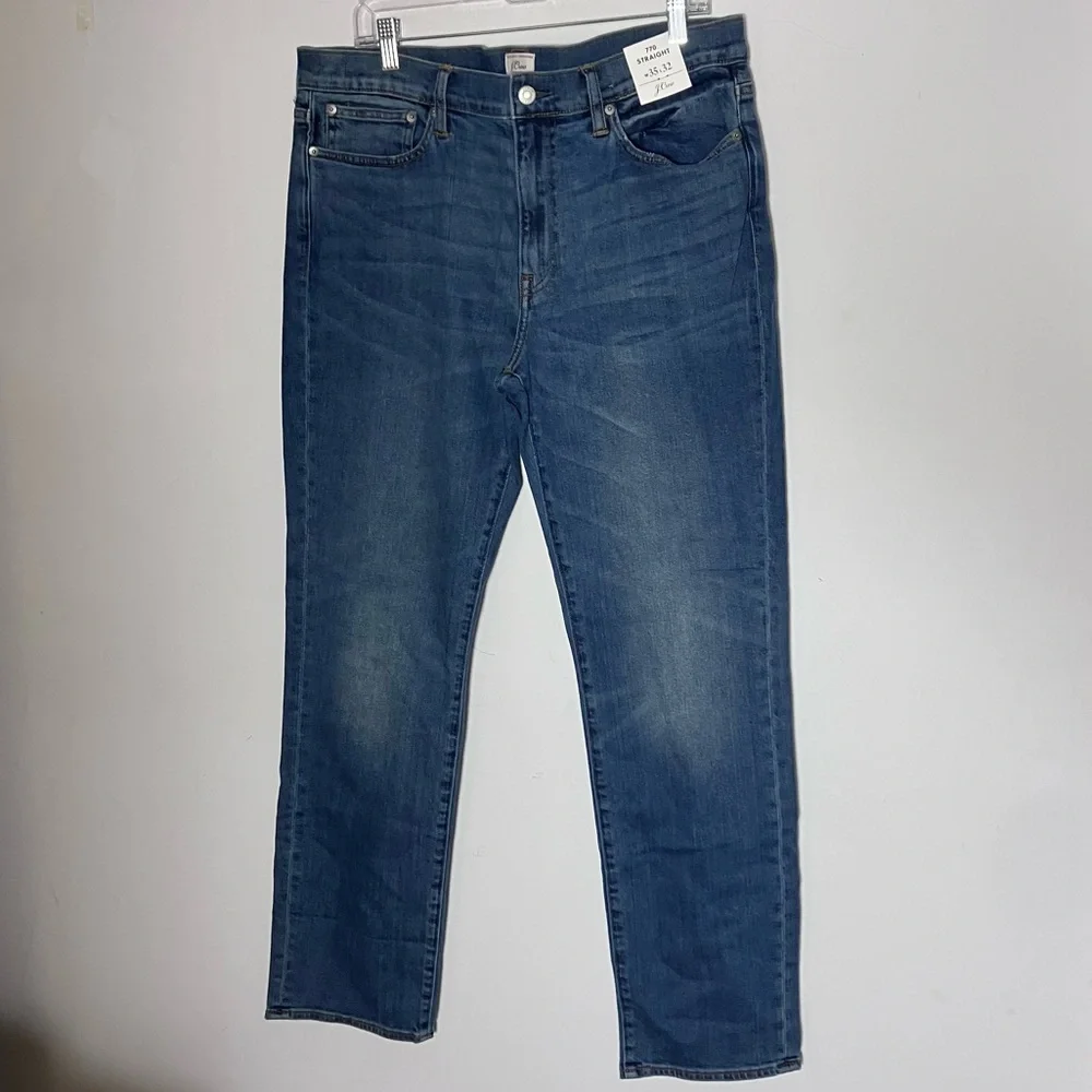 J. Crew Jeans 770 Straight Leg Kurabo Denim Stretch Blue 35 x‎ 32 NWT